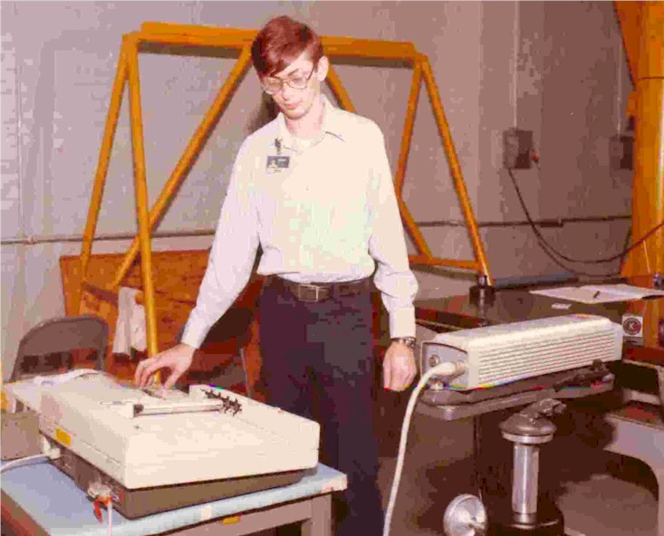 Dave Meier measuring a surface plate with DLA laser interferometer
